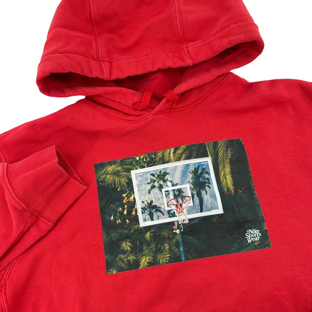 VTG‎ 90's Nike Sports Wear Red Basketball Graphic Hoodie Sweatshirt Men's Medium